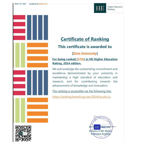 Sirte University is first locally in the latest international rankings