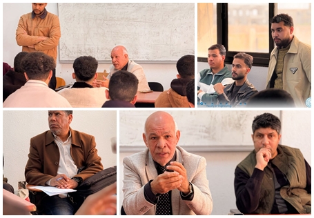 اجتماع بين عميد كلية الهندسة ا.د. امحمد مفتاح الحسوني وطلاب اليوم العلمي والتطبيقي لكلية الهندسة